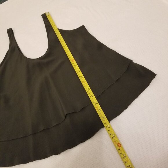 Babaton Silk Grey Shirt Layered Tank Top Flared Cropped Aritzia Flowy Shirt XS - Picture 7 of 8